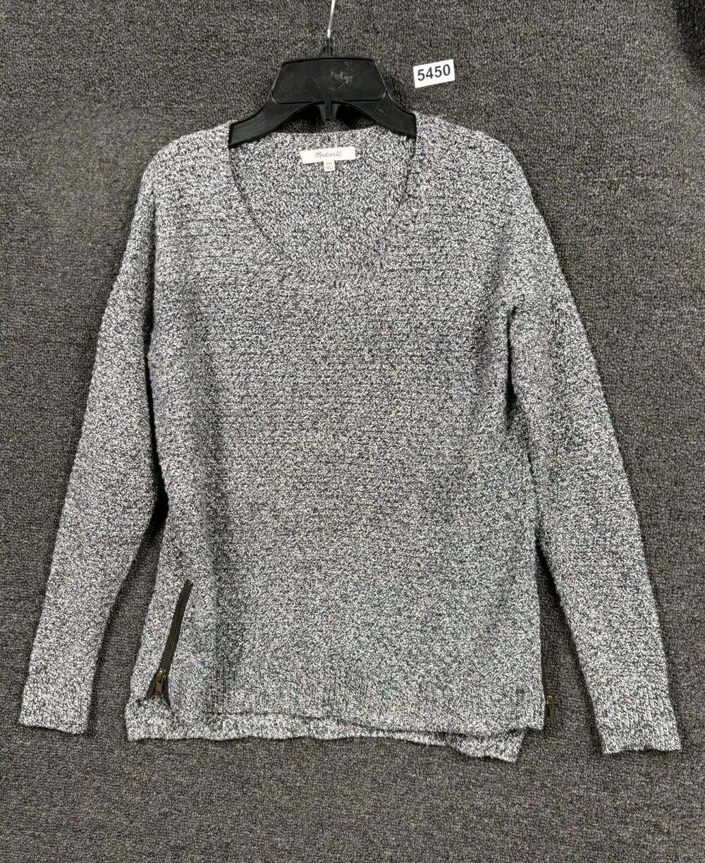 Madewell Landmark Texture Sweater Side Zip Hi-Lo Women Size XXS Gray Style E8635